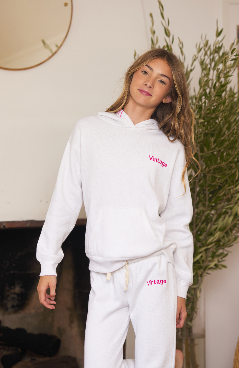 VH | TWEEN | TEEN |White Vintage Stitch Hoodie