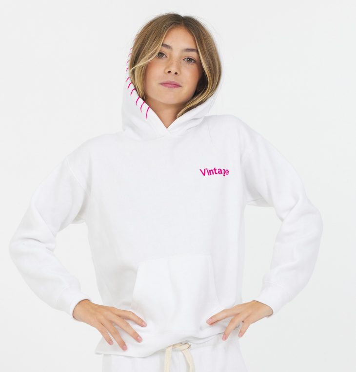 VH | TWEEN | TEEN |White Vintage Stitch Hoodie
