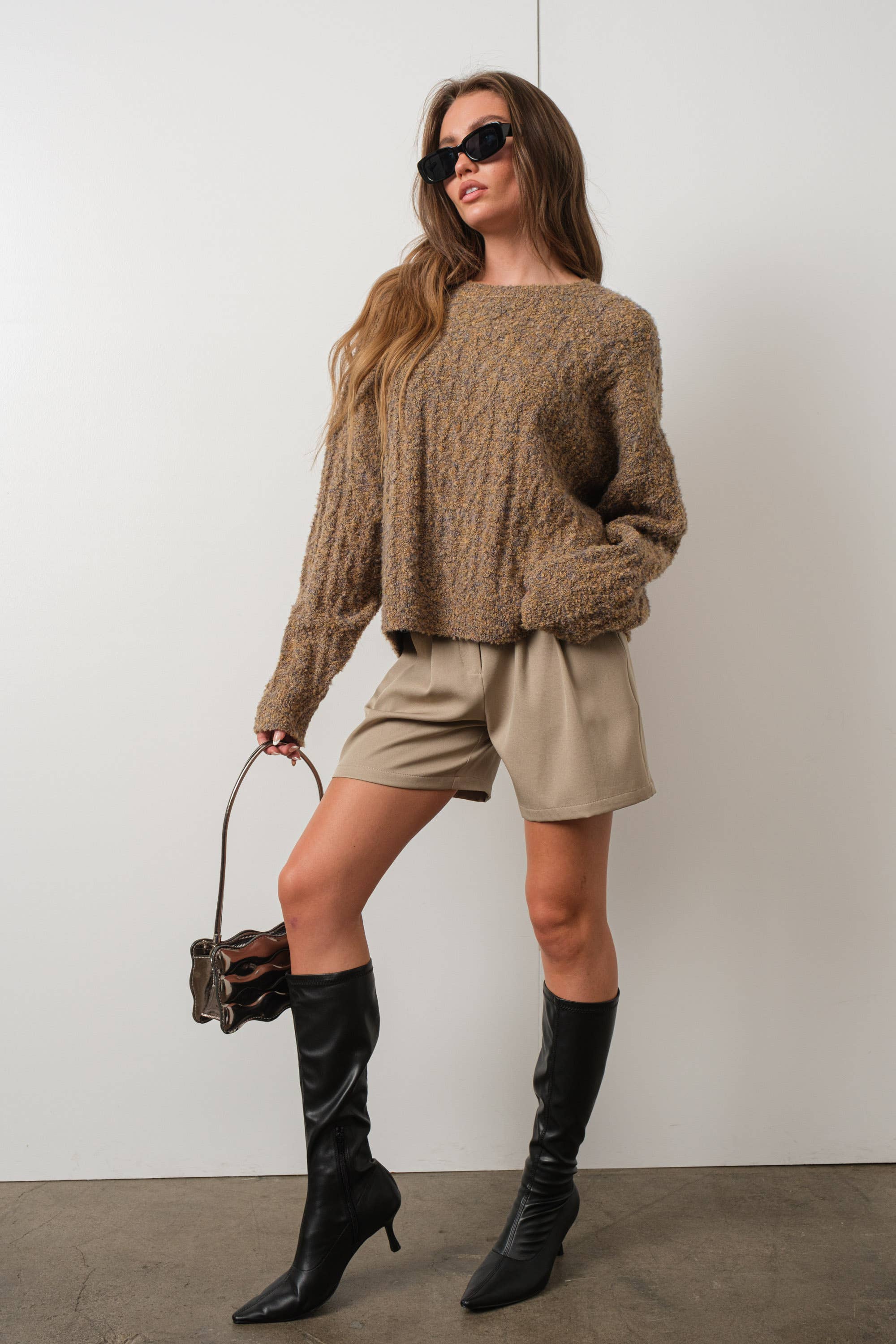 PG | BOUCLE CABLE KNIT SWEATER