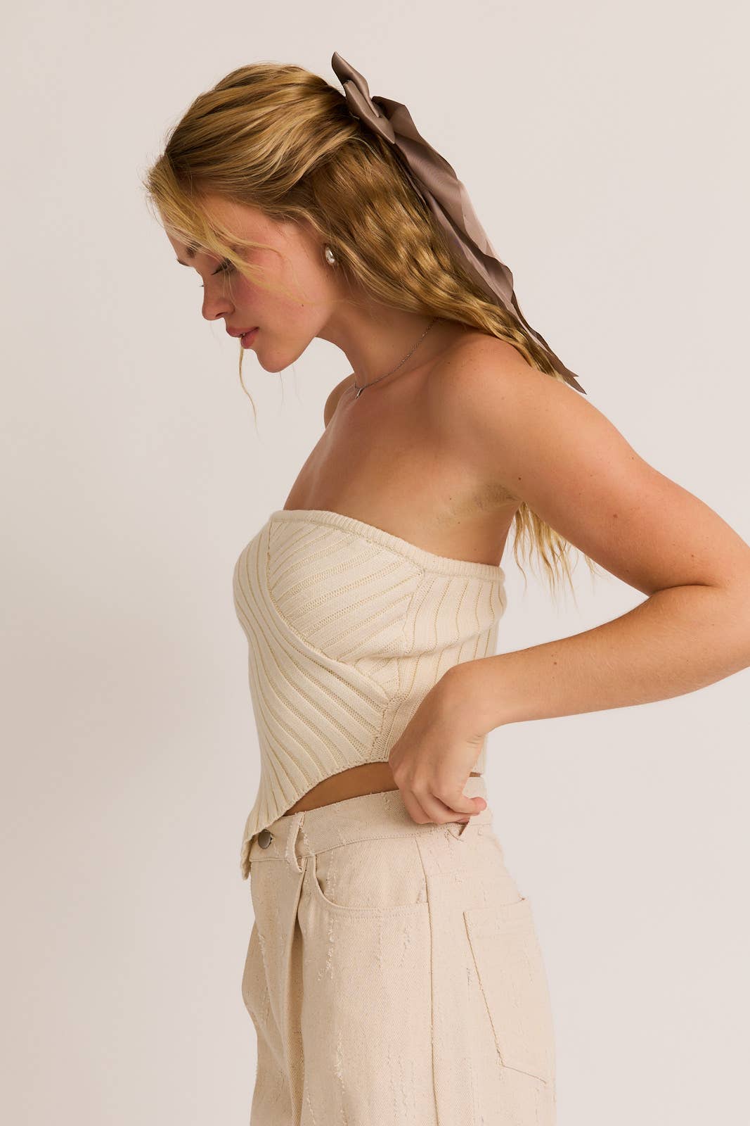LL | TEEN | WOMENS| SCARF HEM TUBE KNIT TOP