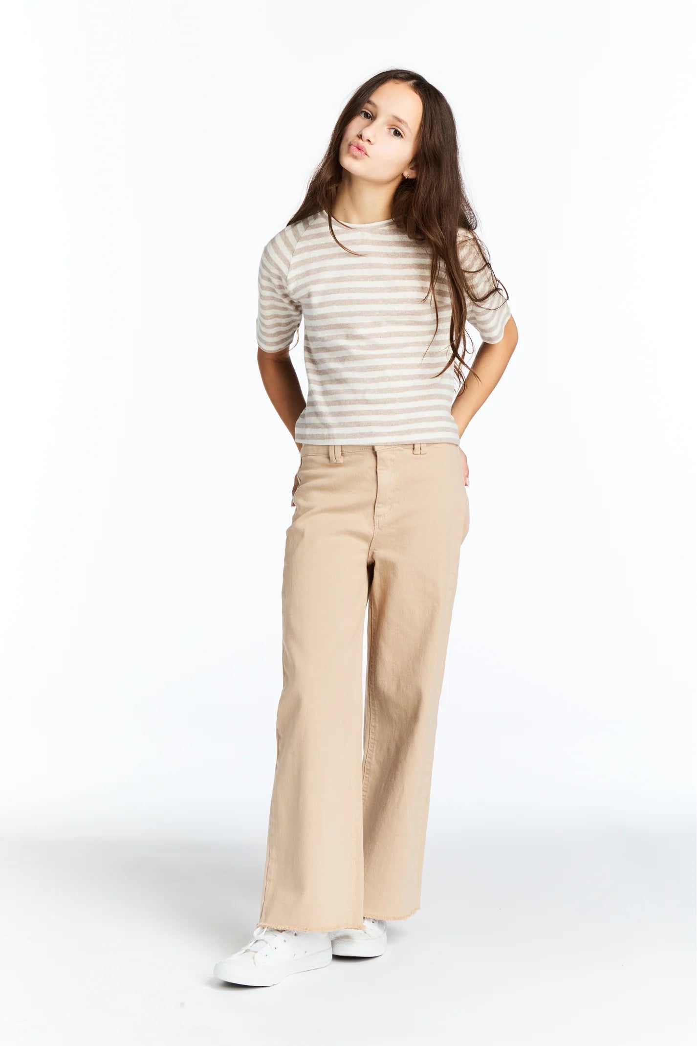 T | High Rise Flat Front Wide Leg Crop Khaki