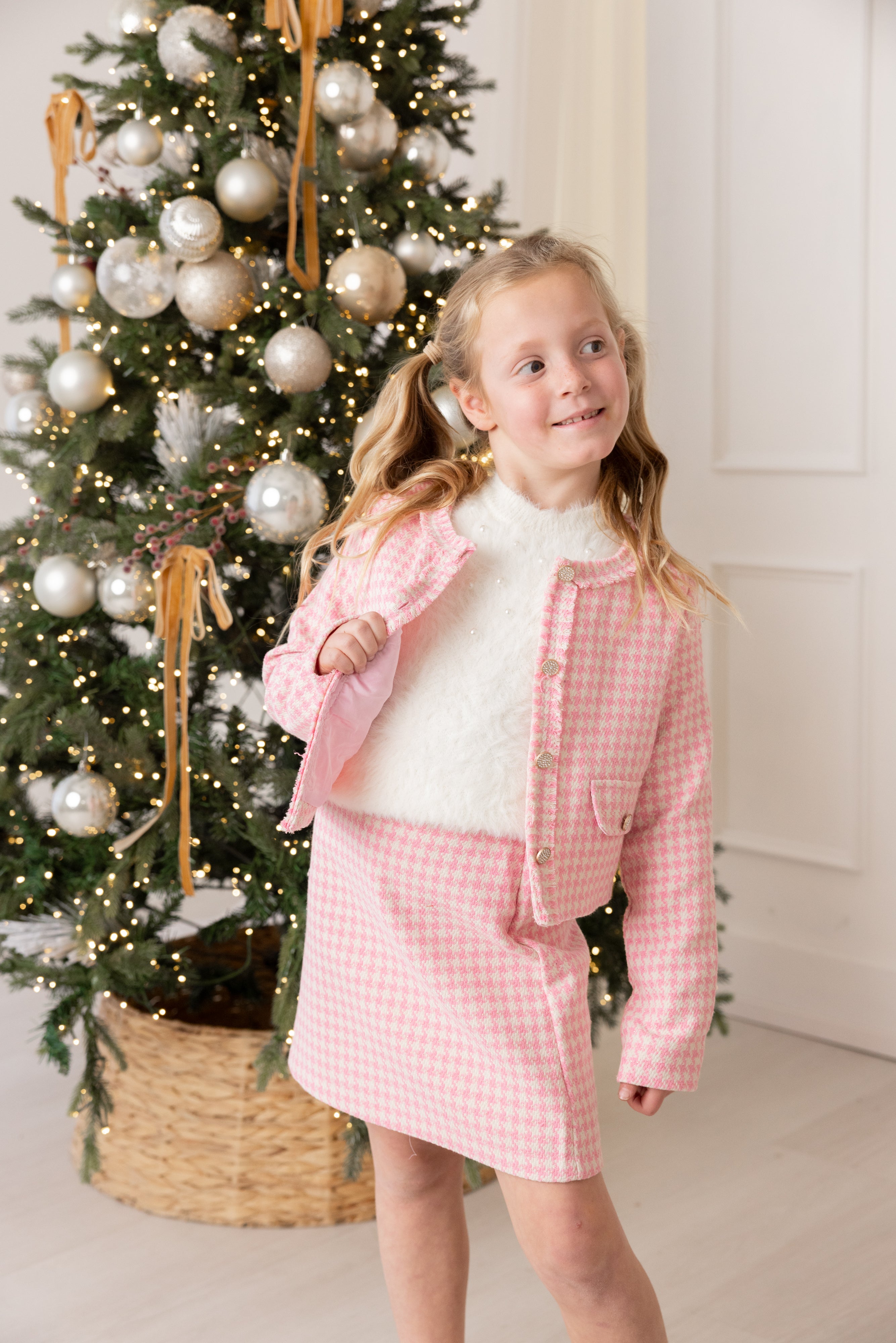 HB | Pink Houndstooth Skirt