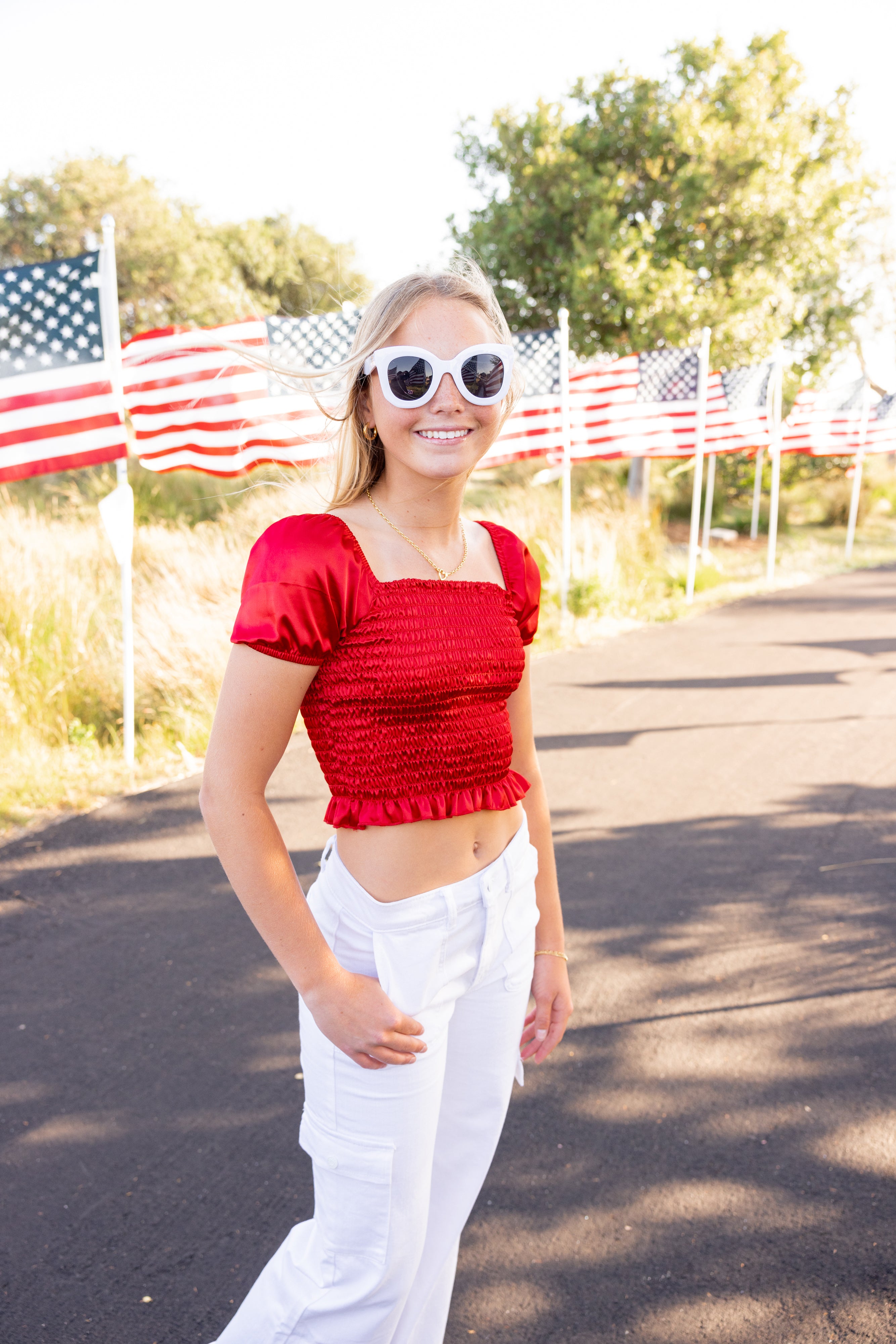 CK | Smocked Top in Red