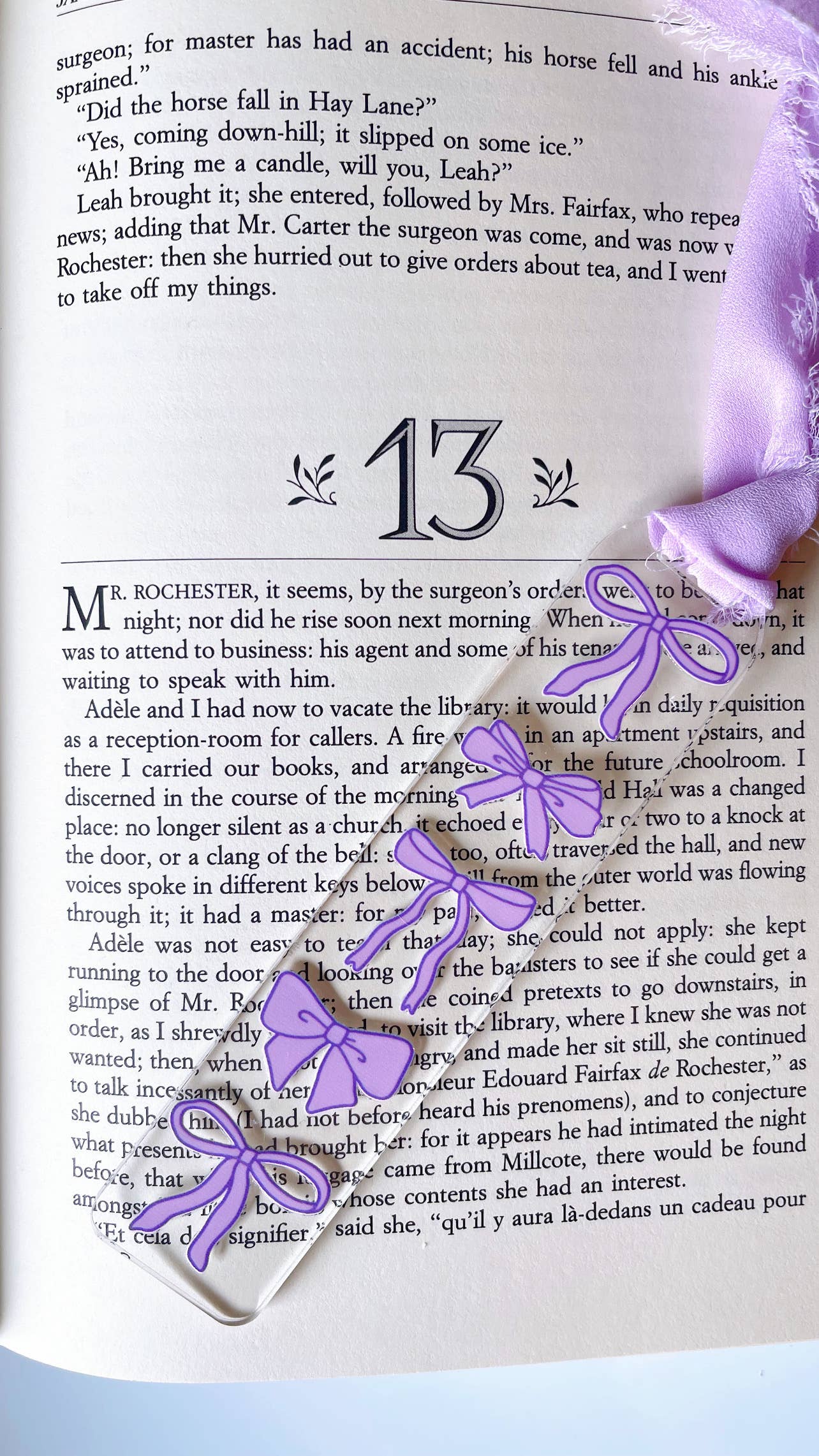 LP | Purple Bows acrylic bookmark with ribbon