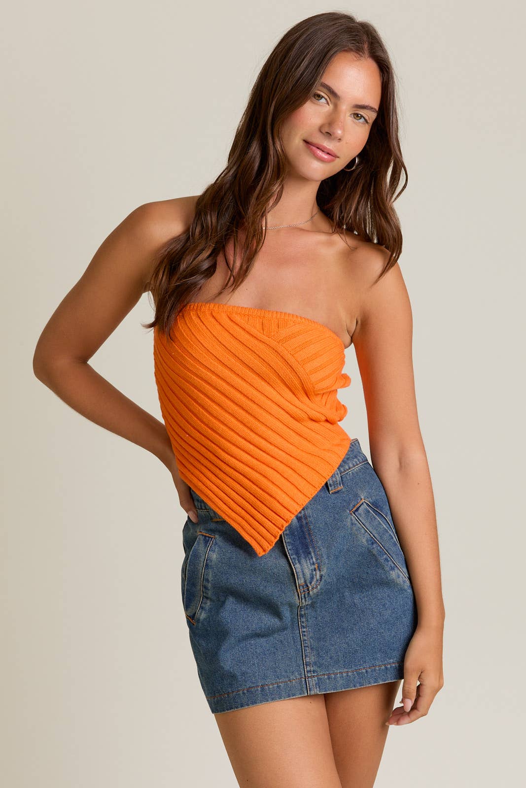 LL | TEEN | WOMENS| SCARF HEM TUBE KNIT TOP