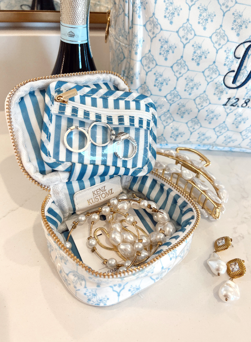 KK Pink + Blue Toile - Jewelry Case