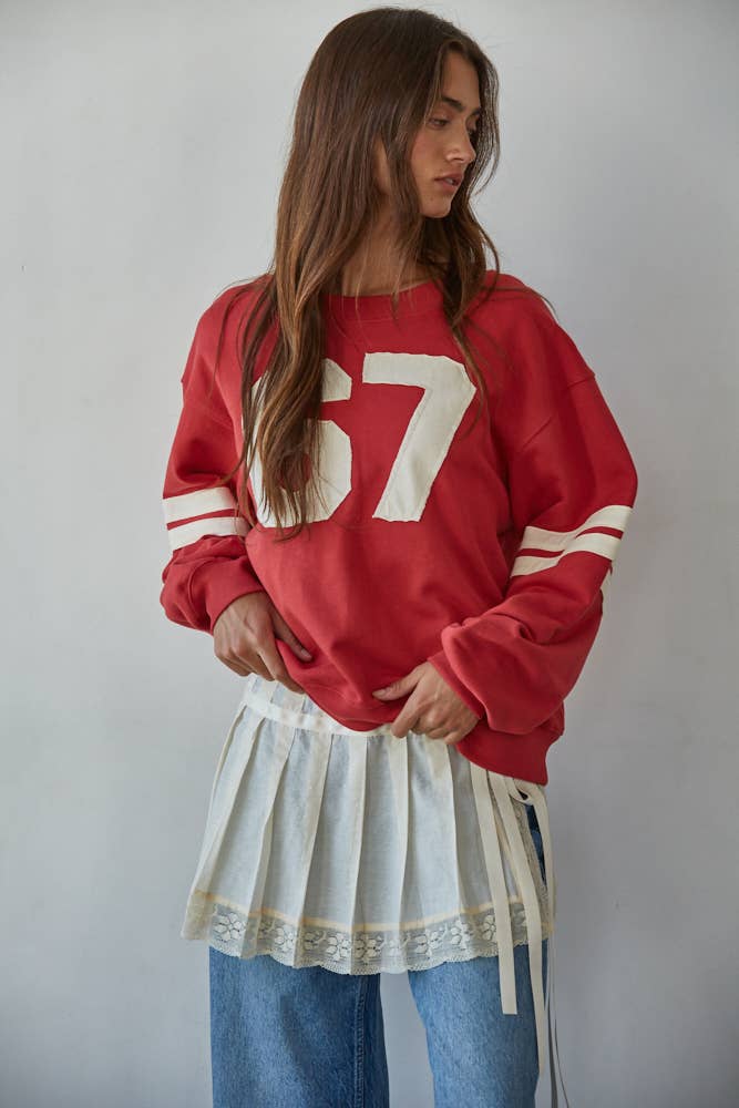 BT | TEEN | WOMENS| Knit Cotton French Terry Crew Neck Pullover