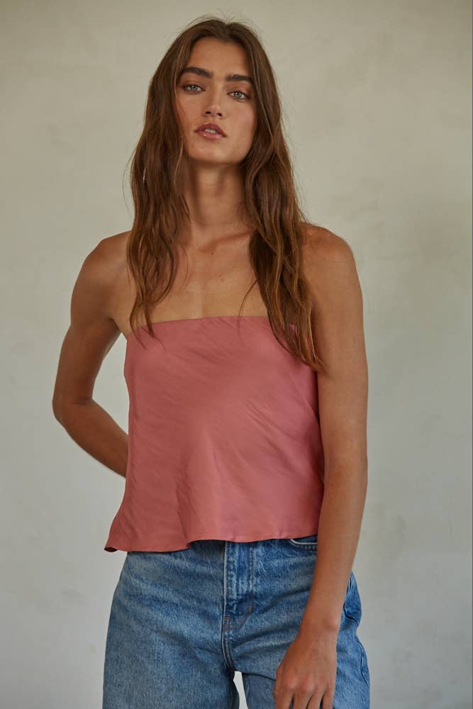 BT | TEEN | WOMENS | Woven Satin Tube Strapless Top