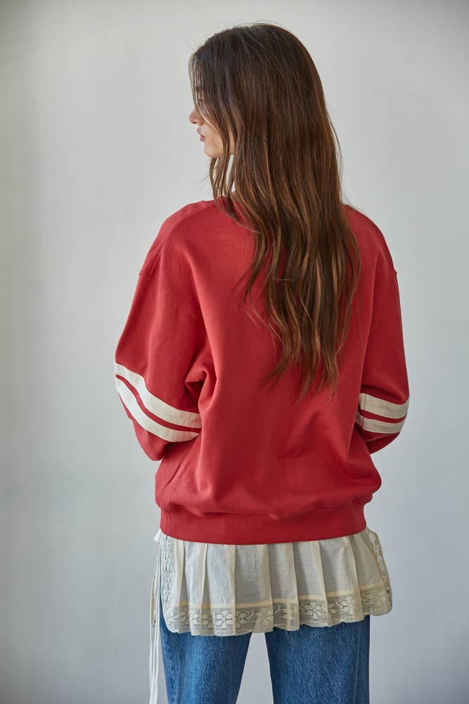 BT | TEEN | WOMENS| Knit Cotton French Terry Crew Neck Pullover