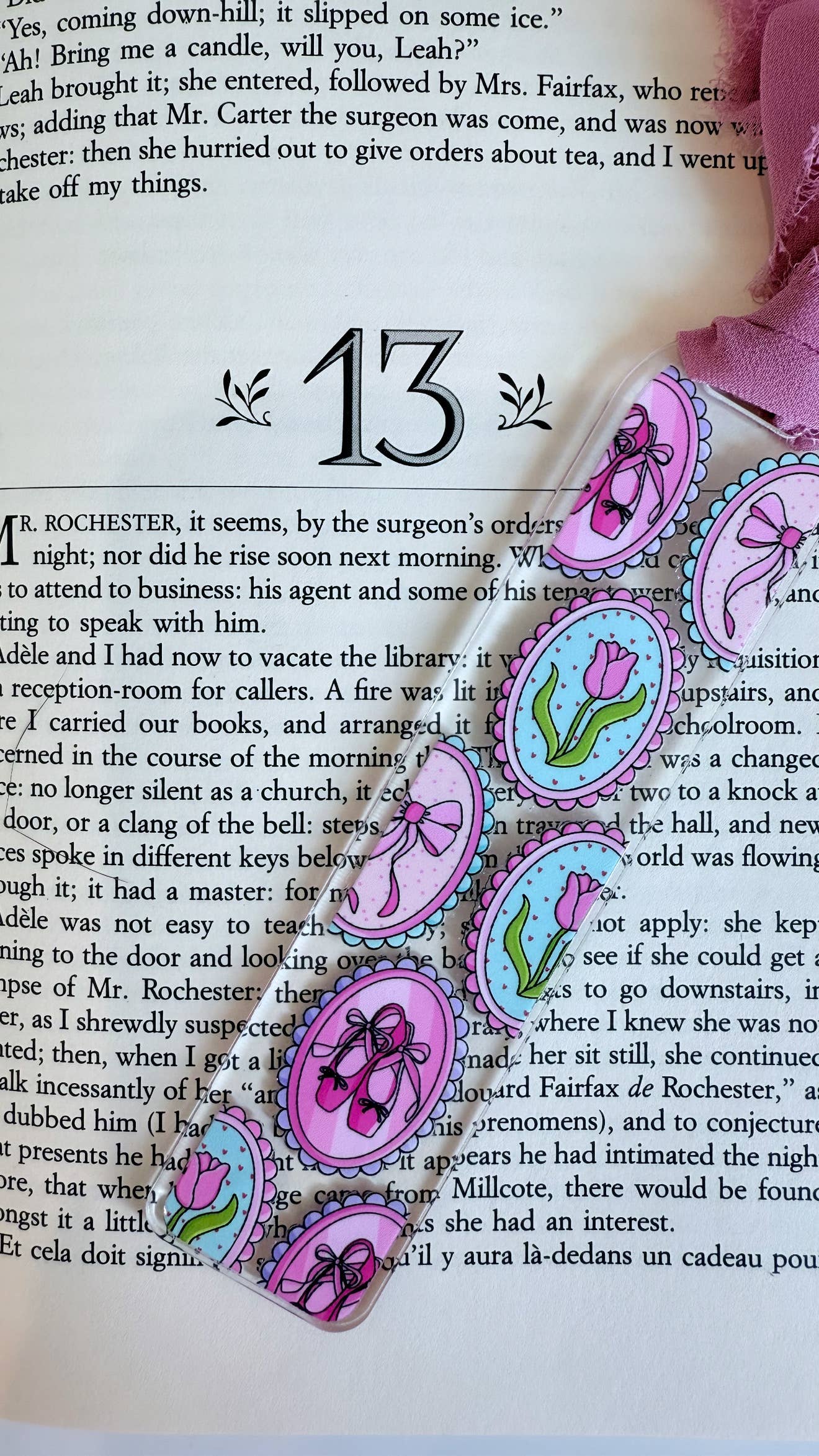 LP | Girly Coquette Vintage Frame acrylic bookmark with ribbon