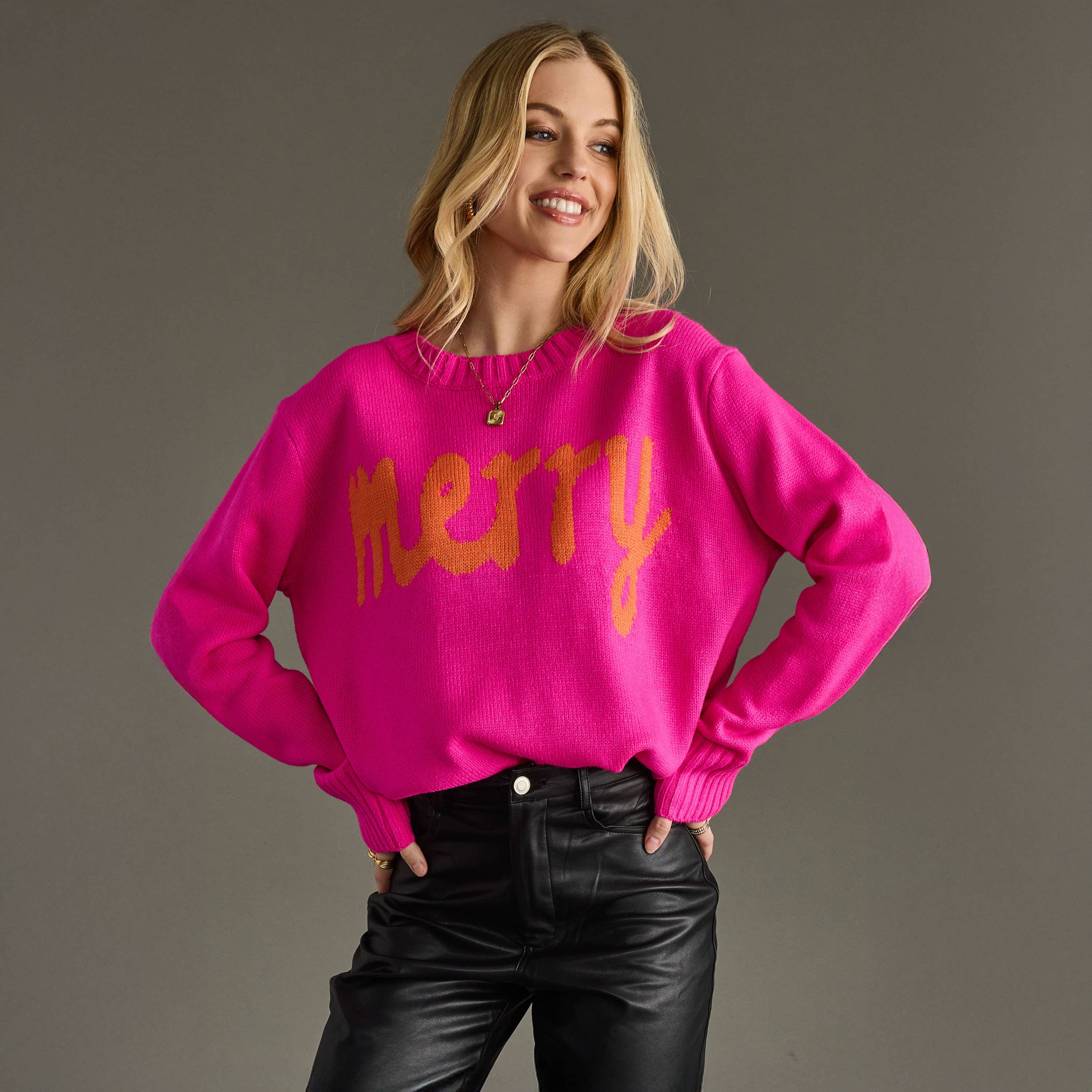 Bright Pink Merry Sweater