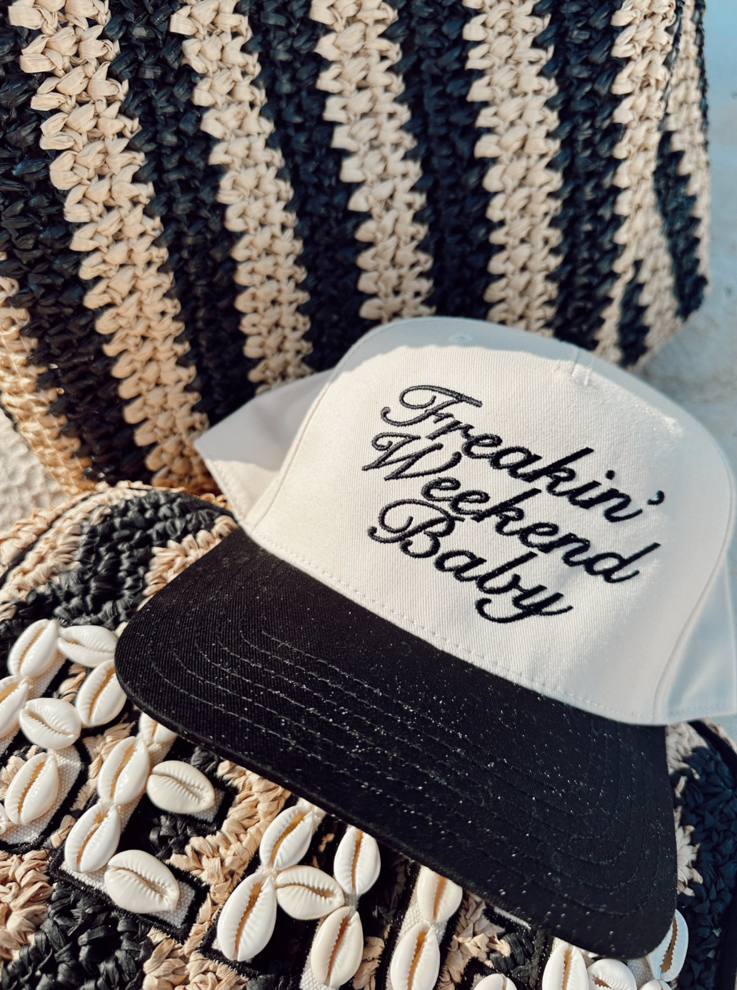 KC |Freakin' Weekend Baby - Black Vintage Trucker Hat