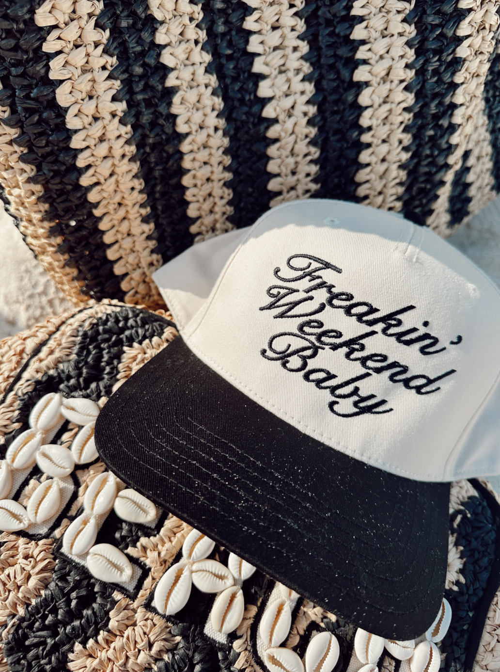 KC |Freakin' Weekend Baby - Black Vintage Trucker Hat