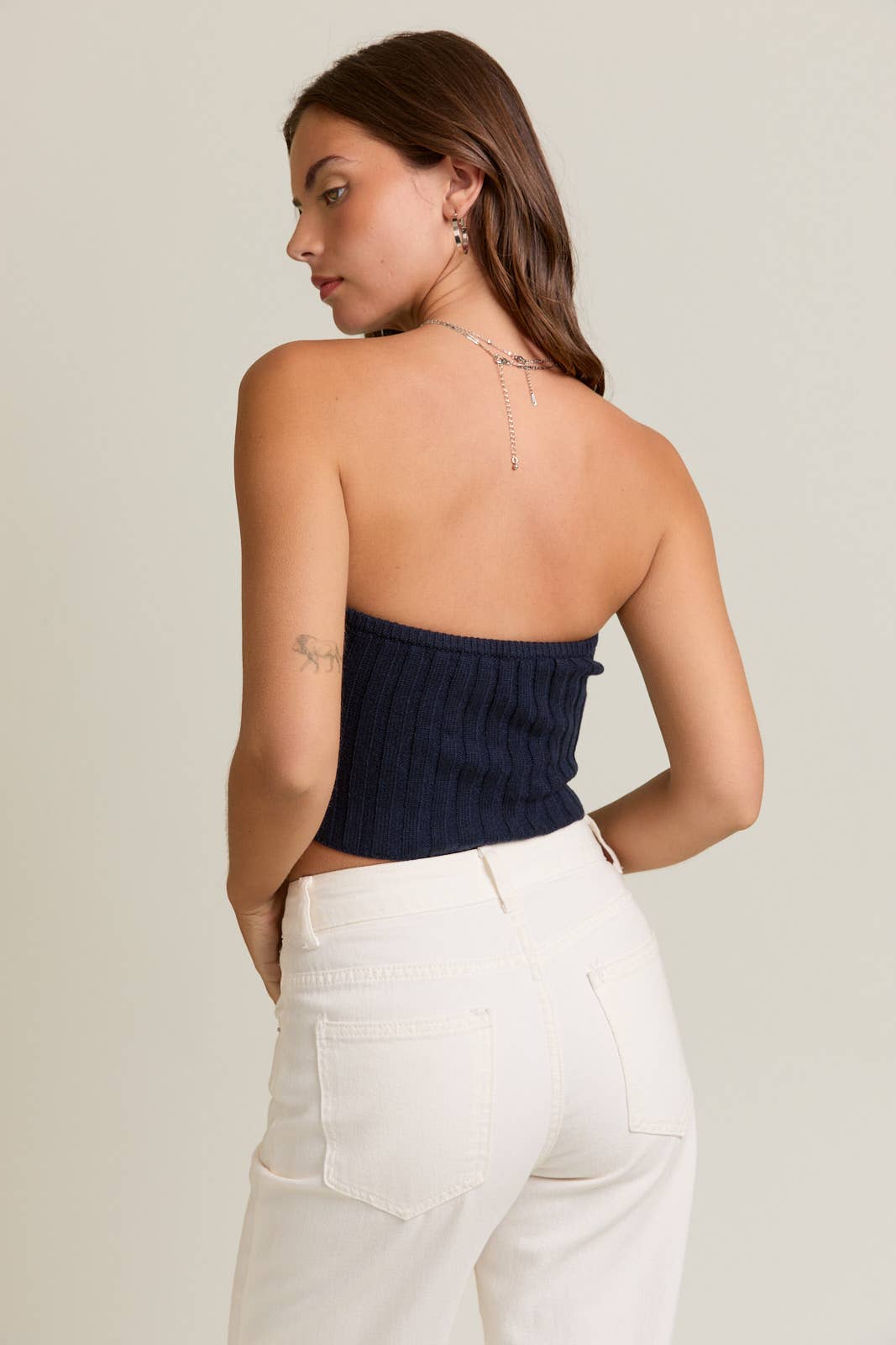 LL | TEEN | WOMENS| SCARF HEM TUBE KNIT TOP