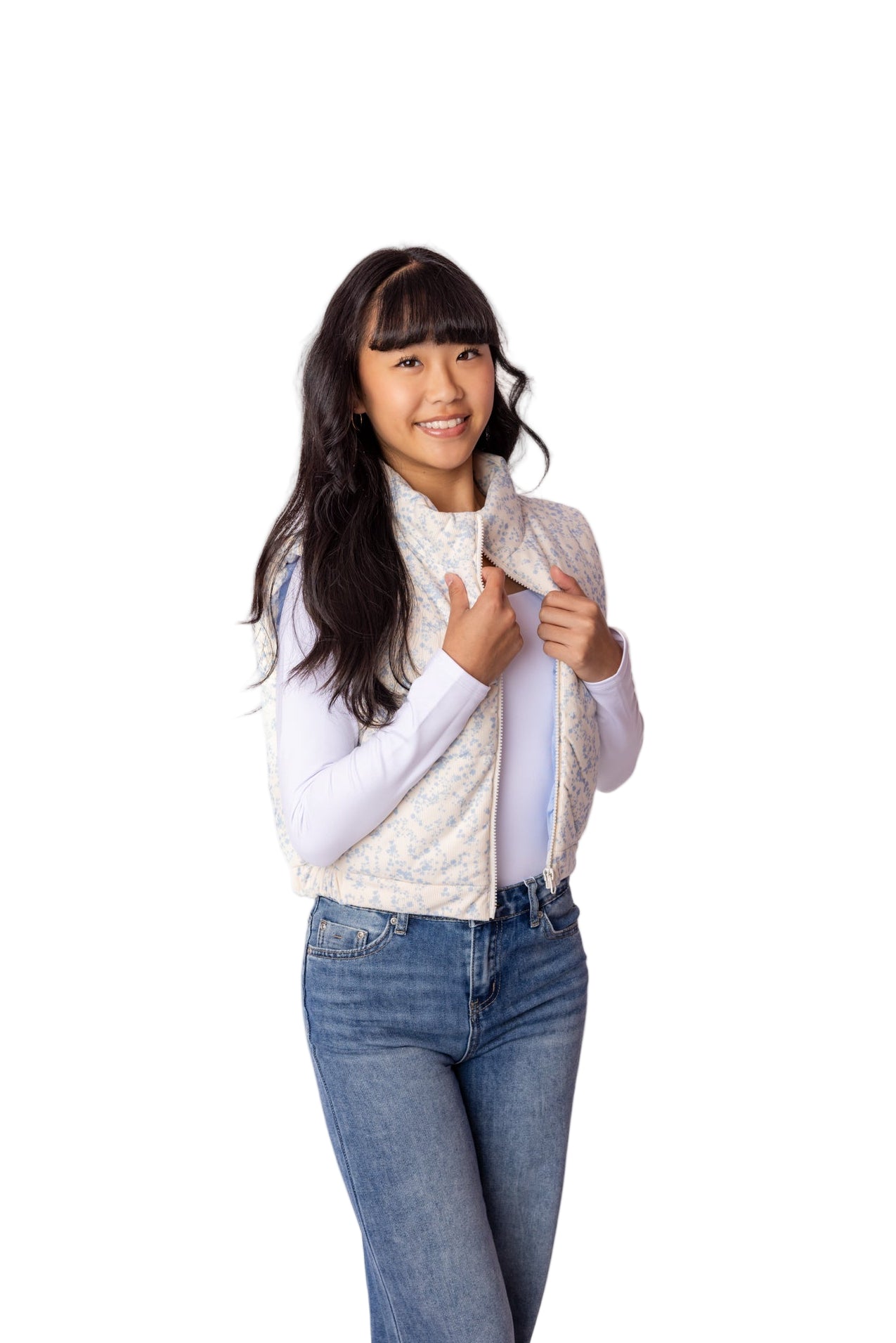 KJ | TWEEN | Snowy Vest Glacier Bloom