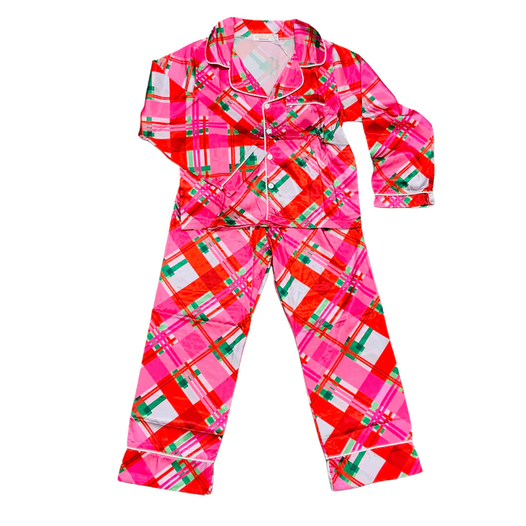 TS | Tween | Silky Holiday Plaid Lounge Set