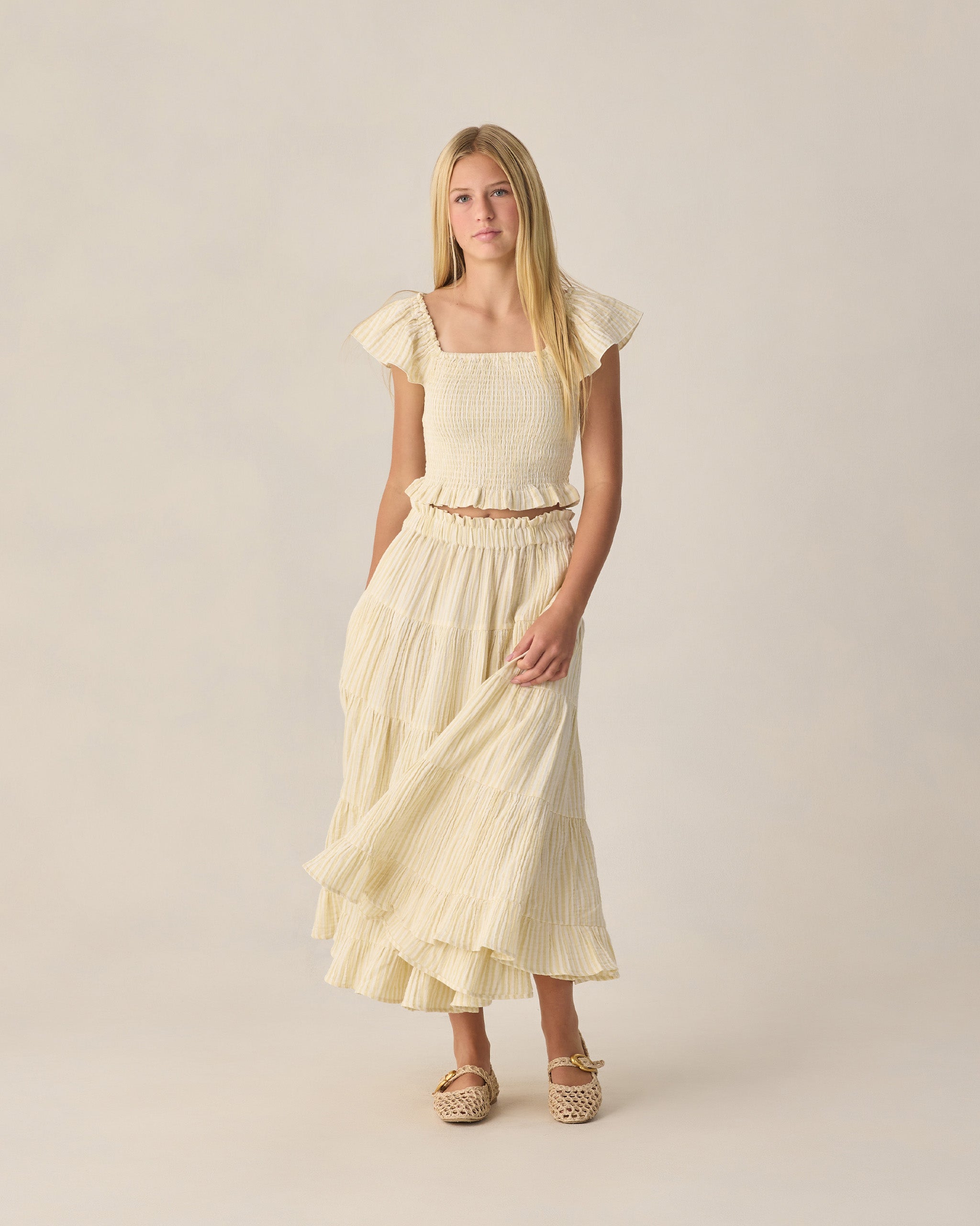 RC | Ruffle Tired Maxi Skirt | Citron