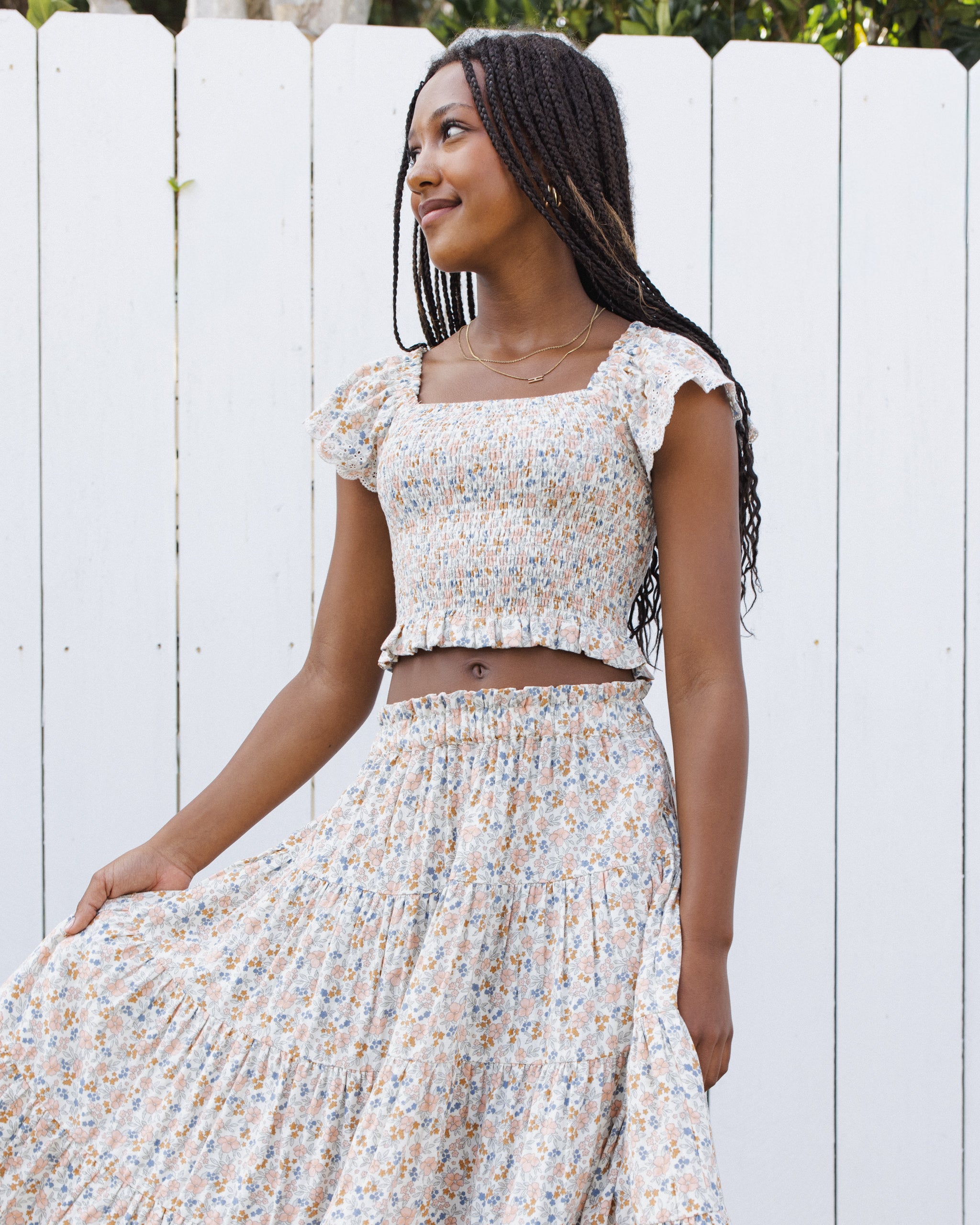RC | Ruffle Maxi Skirt | Flower Fields
