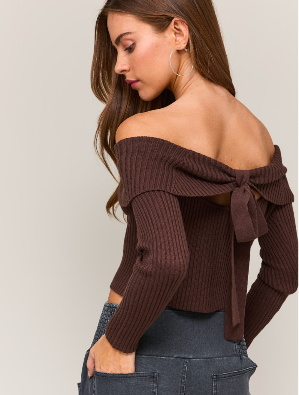 LL | Tie Back Off Shoulder Sweater