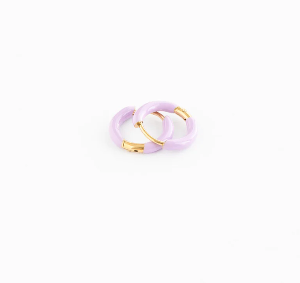 PPP | Lilac Enamel Hoop Earrings