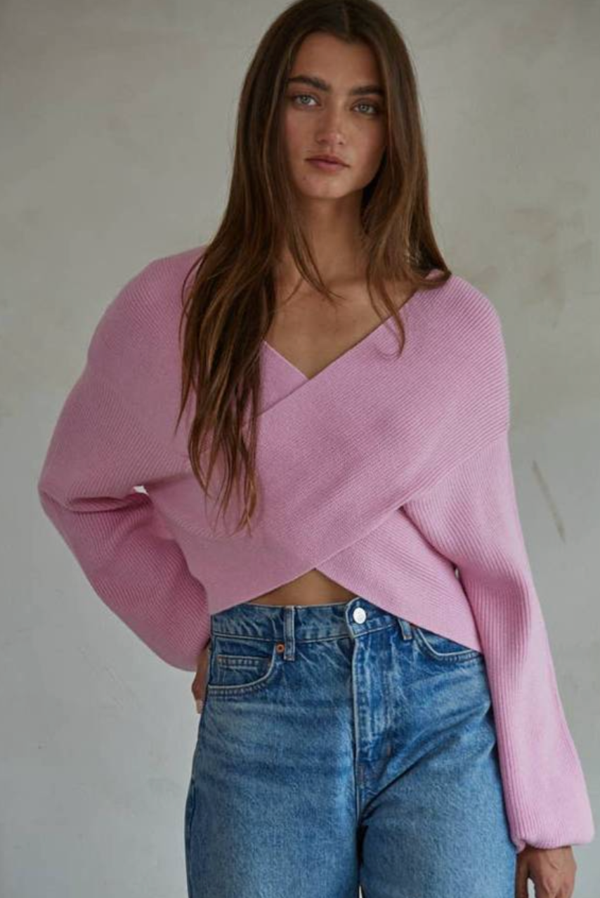BT | Women Pink Cross Sweater