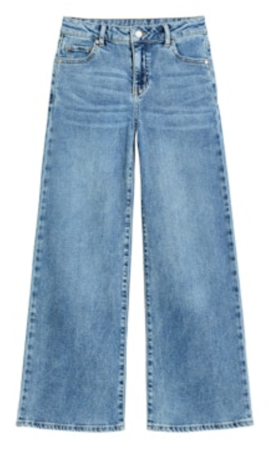 T | BACK POCKET BOW EMBROIDERY WIDE LEG