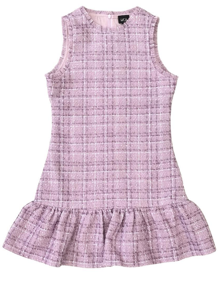 Purple tweed dress on a white background from Little Olin sold by Leypop viral tween store
