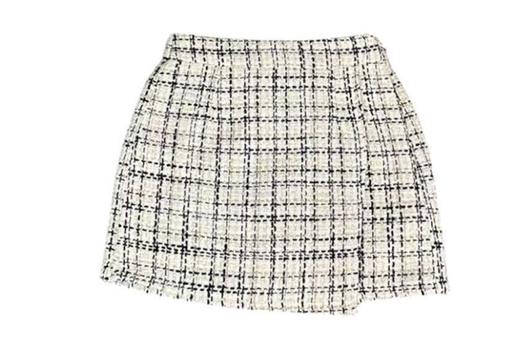 LO | Tween | Black White & Gold Tweed Ruffle Skort