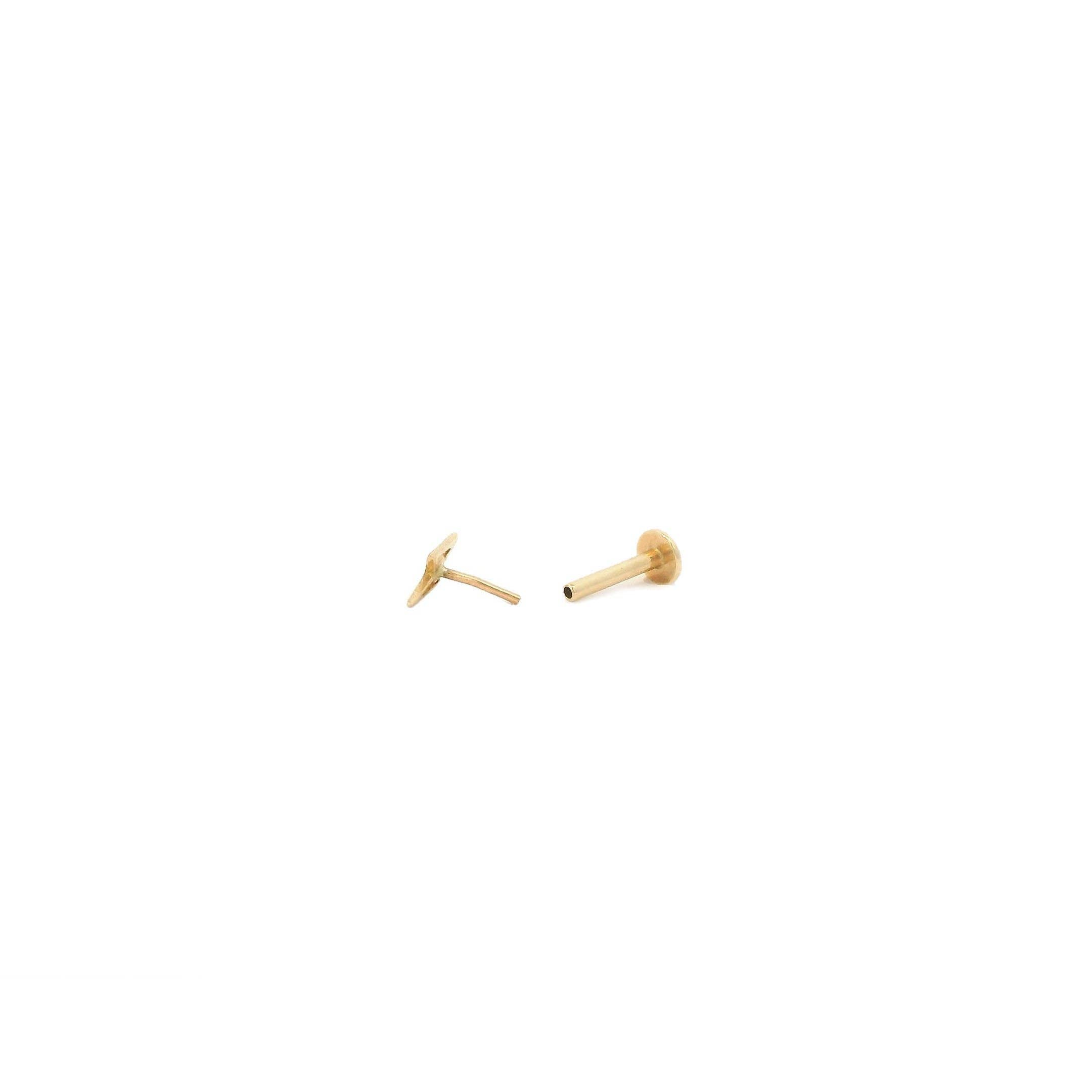 Lightning Bolt Flat Back Single Stud Earring in 14k Gold Threadless 6mm Pin 20 Gauge Hypoallergenic Nickel Free Ships from CA
