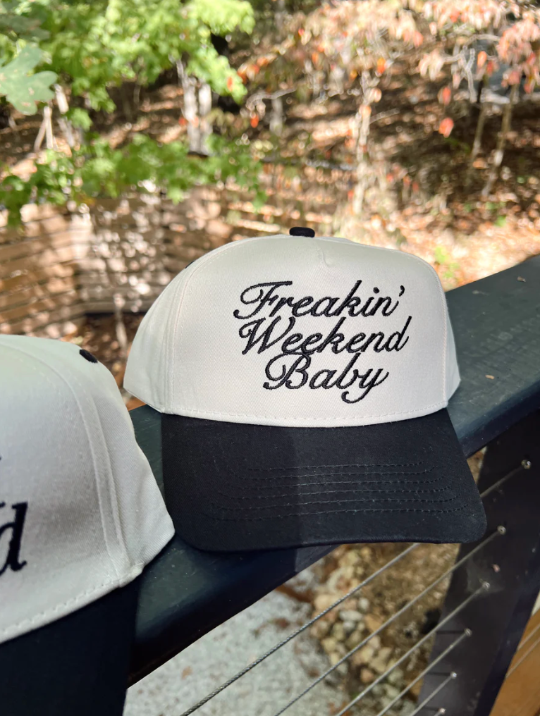 KC |Freakin' Weekend Baby - Black Vintage Trucker Hat