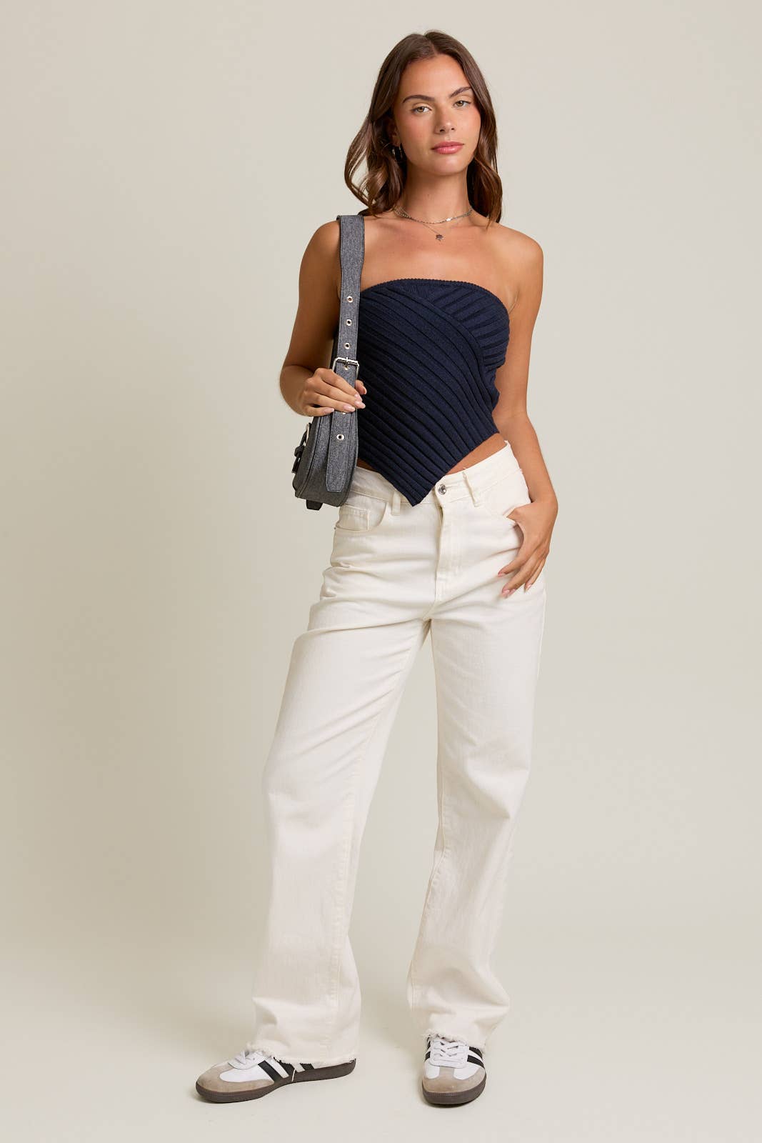 LL | TEEN | WOMENS| SCARF HEM TUBE KNIT TOP