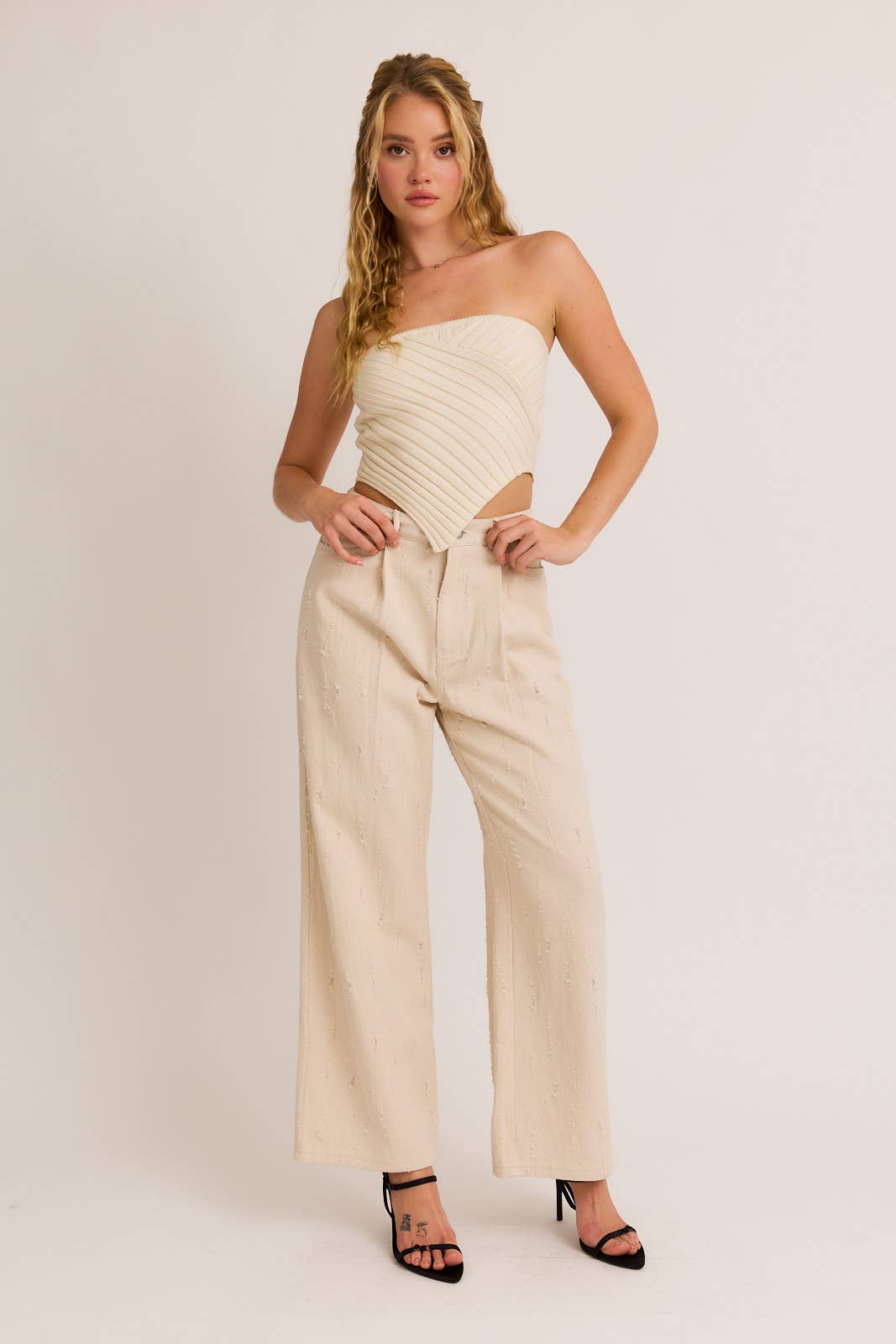 LL | TEEN | WOMENS| SCARF HEM TUBE KNIT TOP