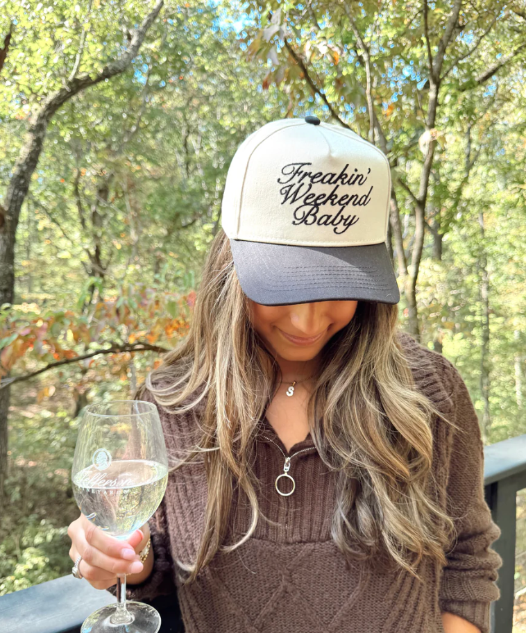 KC |Freakin' Weekend Baby - Black Vintage Trucker Hat