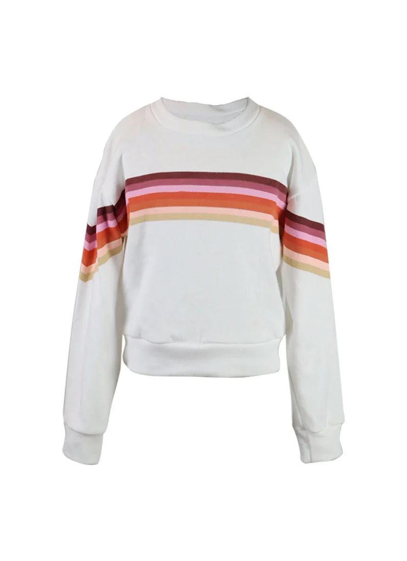 FBZ | Cream Color Block Stripe Sweatshirt