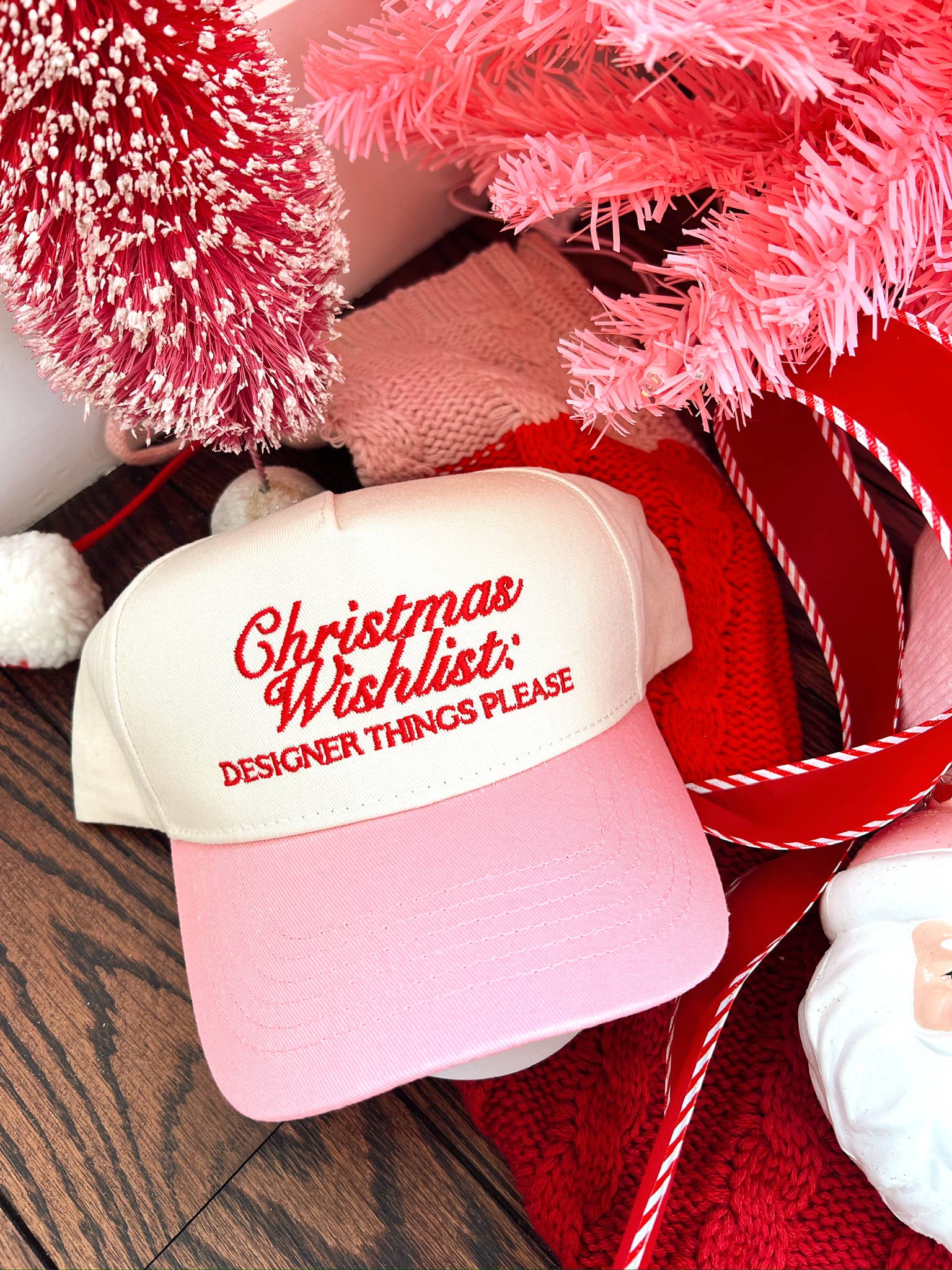 KC | Christmas Wishlist - Pink Vintage Trucker Hat