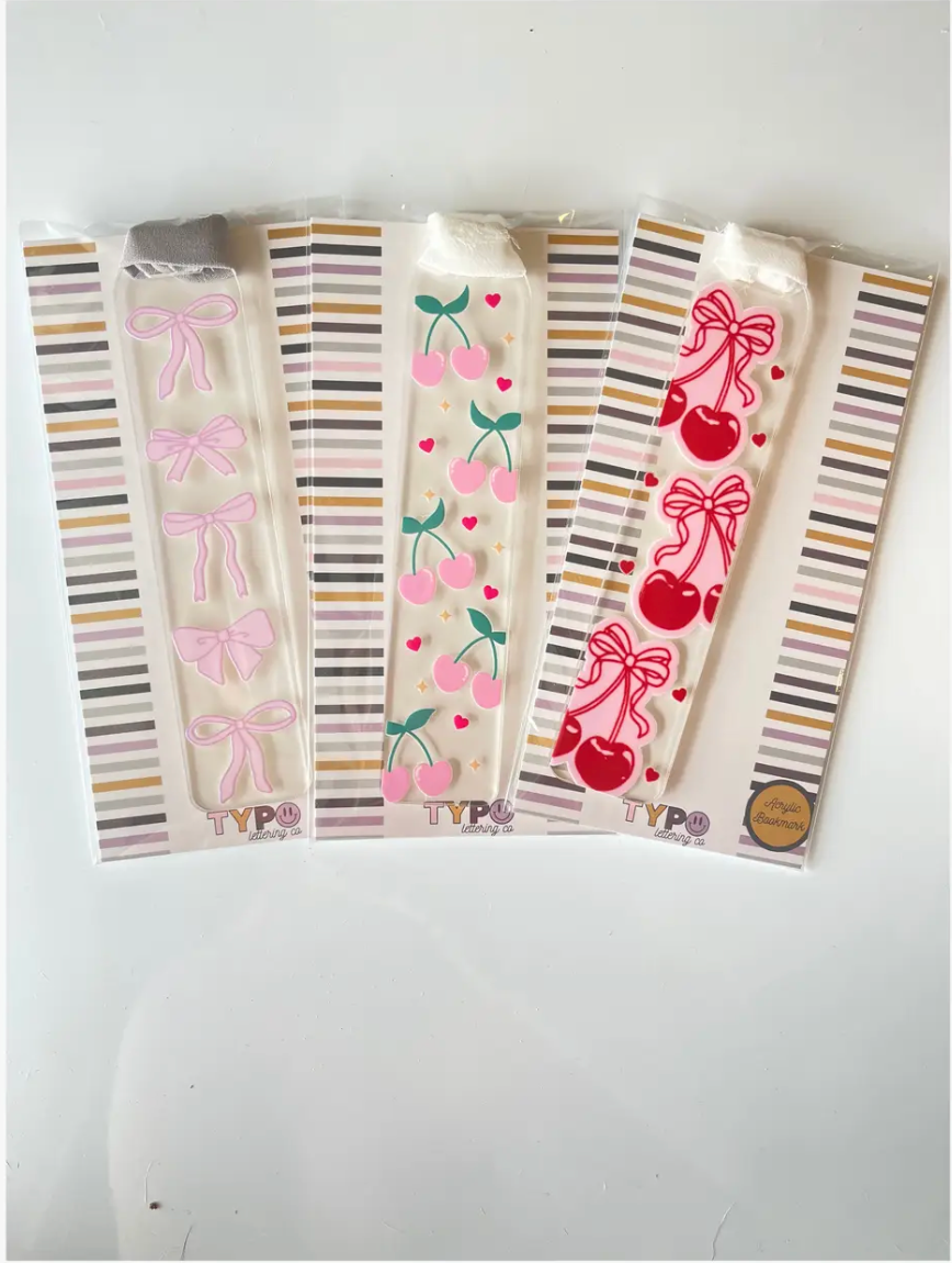 LP | Purple Bows acrylic bookmark with ribbon