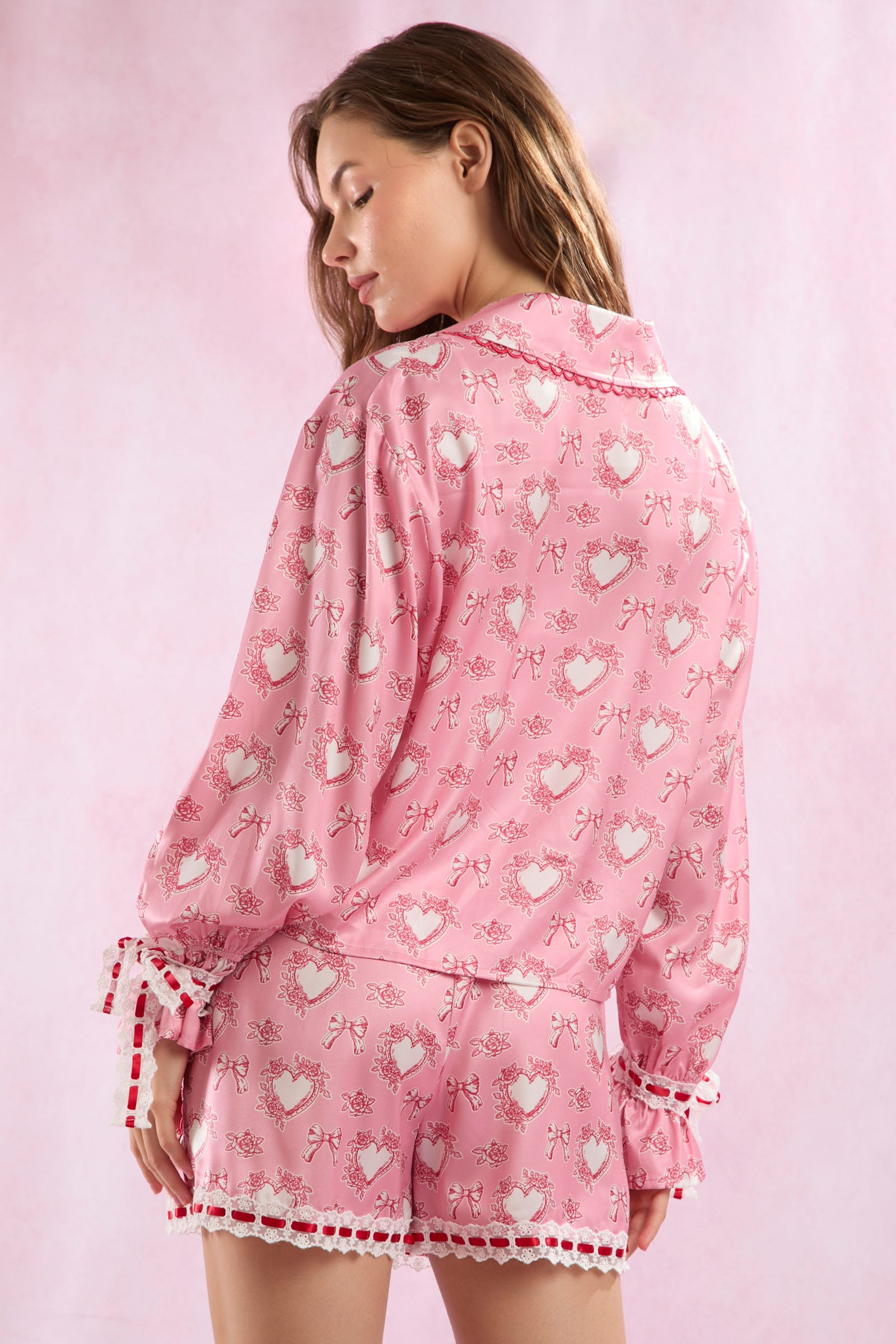 PL | Satin Heart Print Pajamas