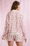 PL | Stripe Floral Satin Pajama Set