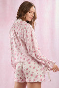 PL | Stripe Floral Satin Pajama Set