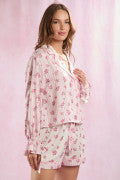 PL | Stripe Floral Satin Pajama Set
