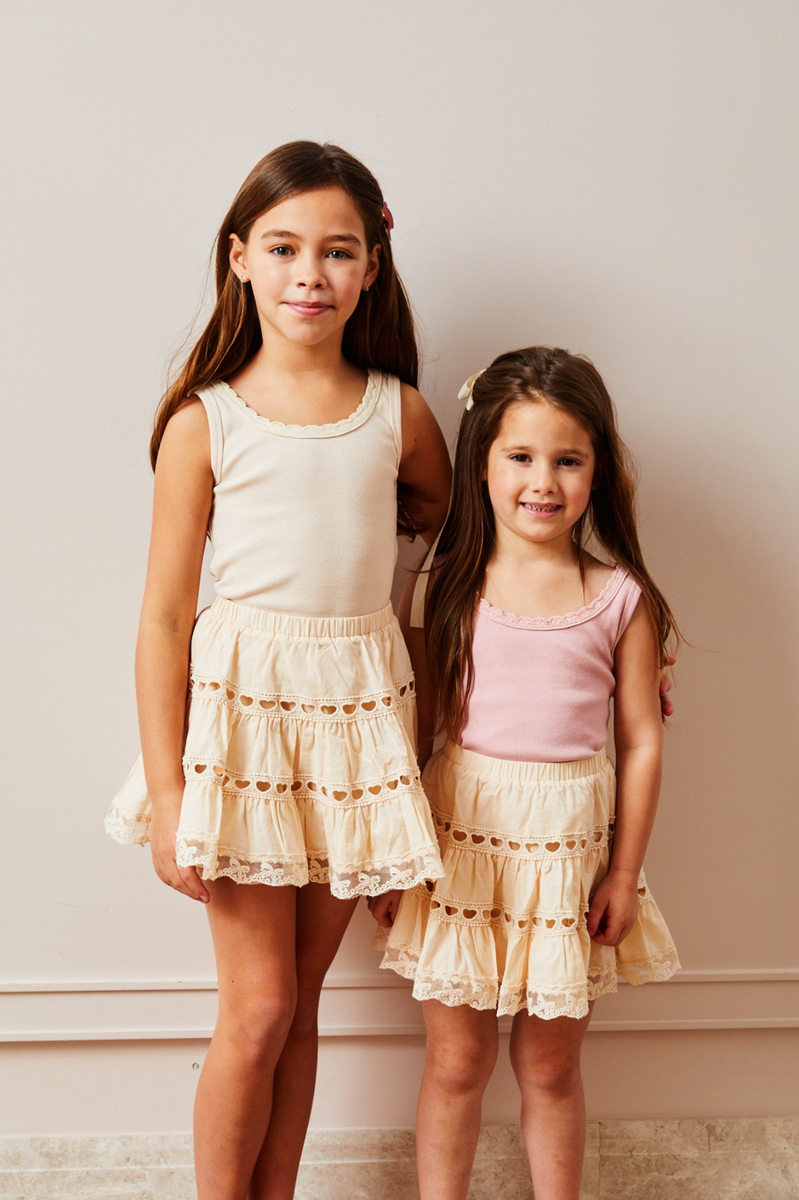 TH | Champagne Lace Trim Stella Ribbed Tank