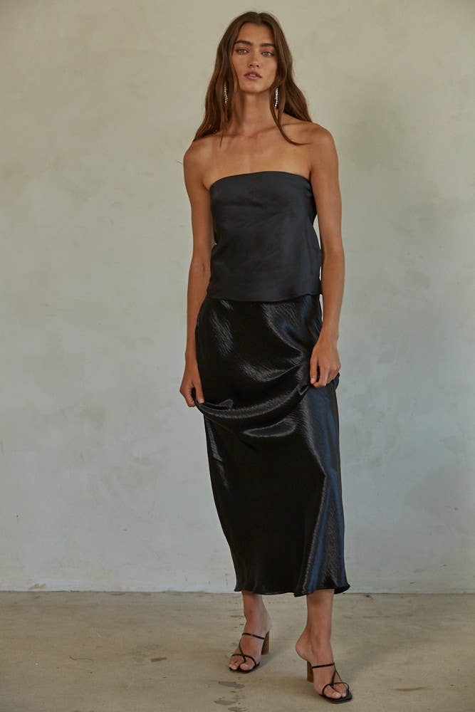 BT | TEEN | WOMENS | Woven  Satin Tube Strapless Top