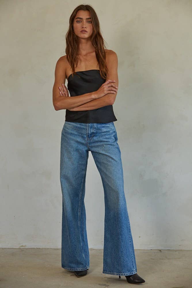 BT | TEEN | WOMENS | Woven  Satin Tube Strapless Top