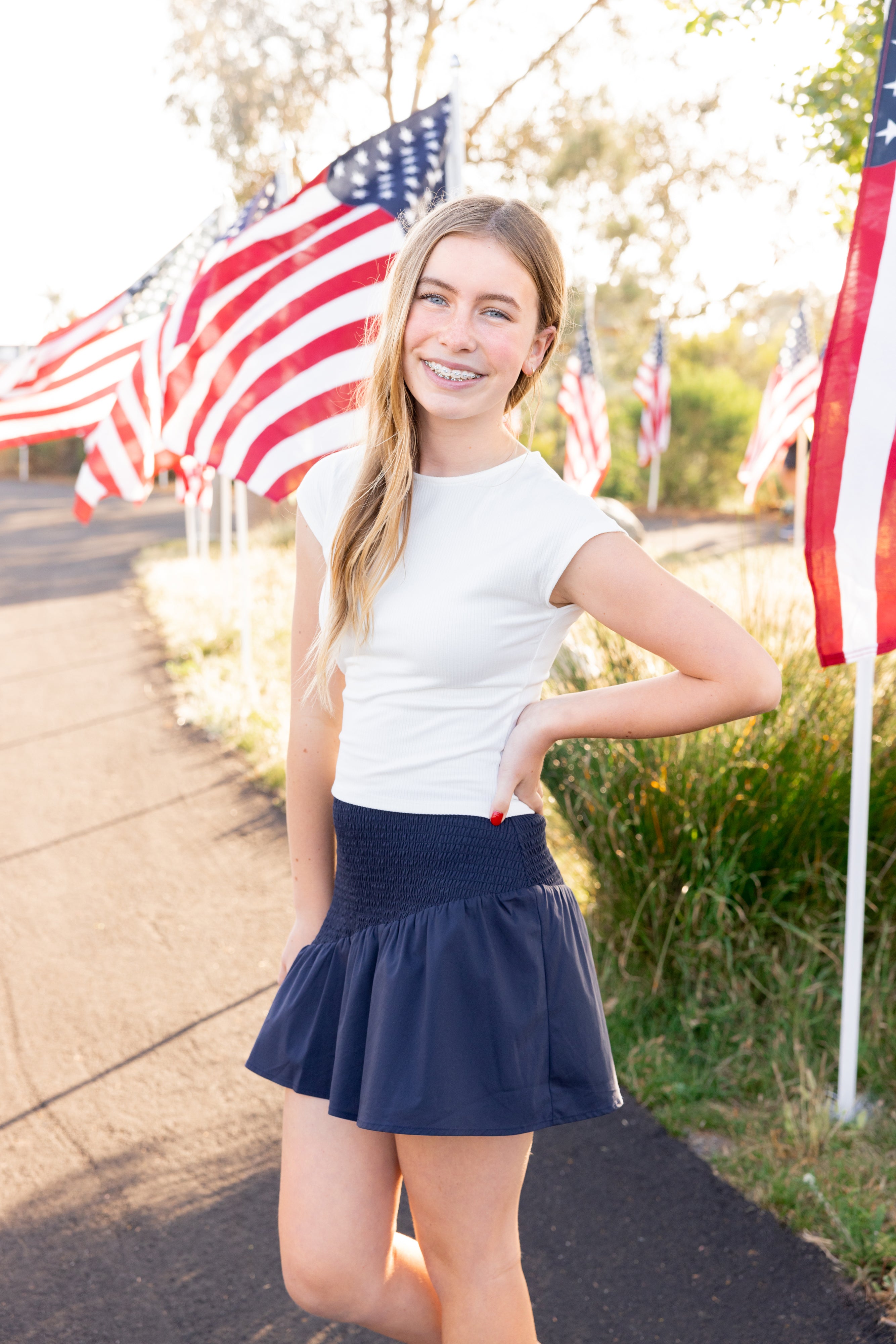 Classic Americana fourth of july outfit for tweens and teens leypop shoppe newport beach outfit inspo