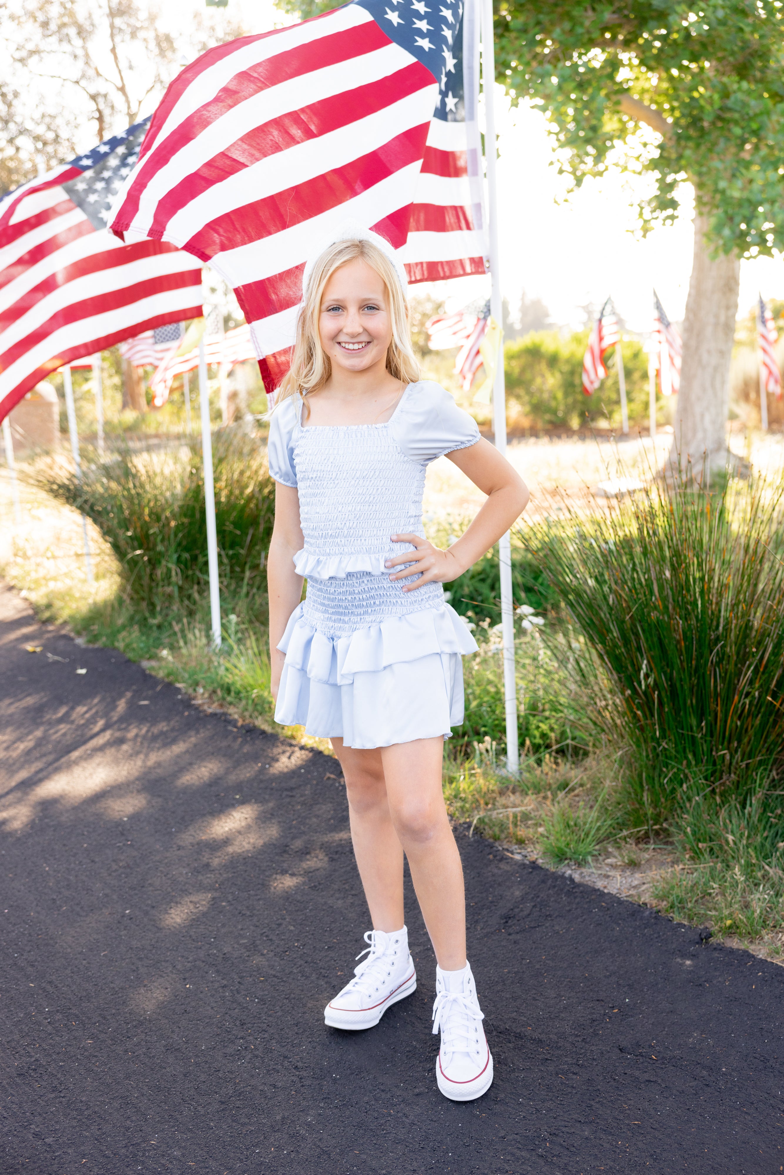 Ice Blue Satin Dress from Leypop for tweens and teens