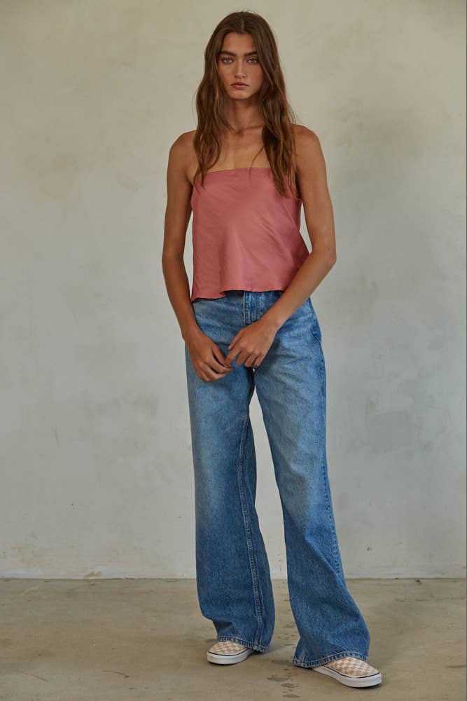 BT | TEEN | WOMENS | Woven  Satin Tube Strapless Top