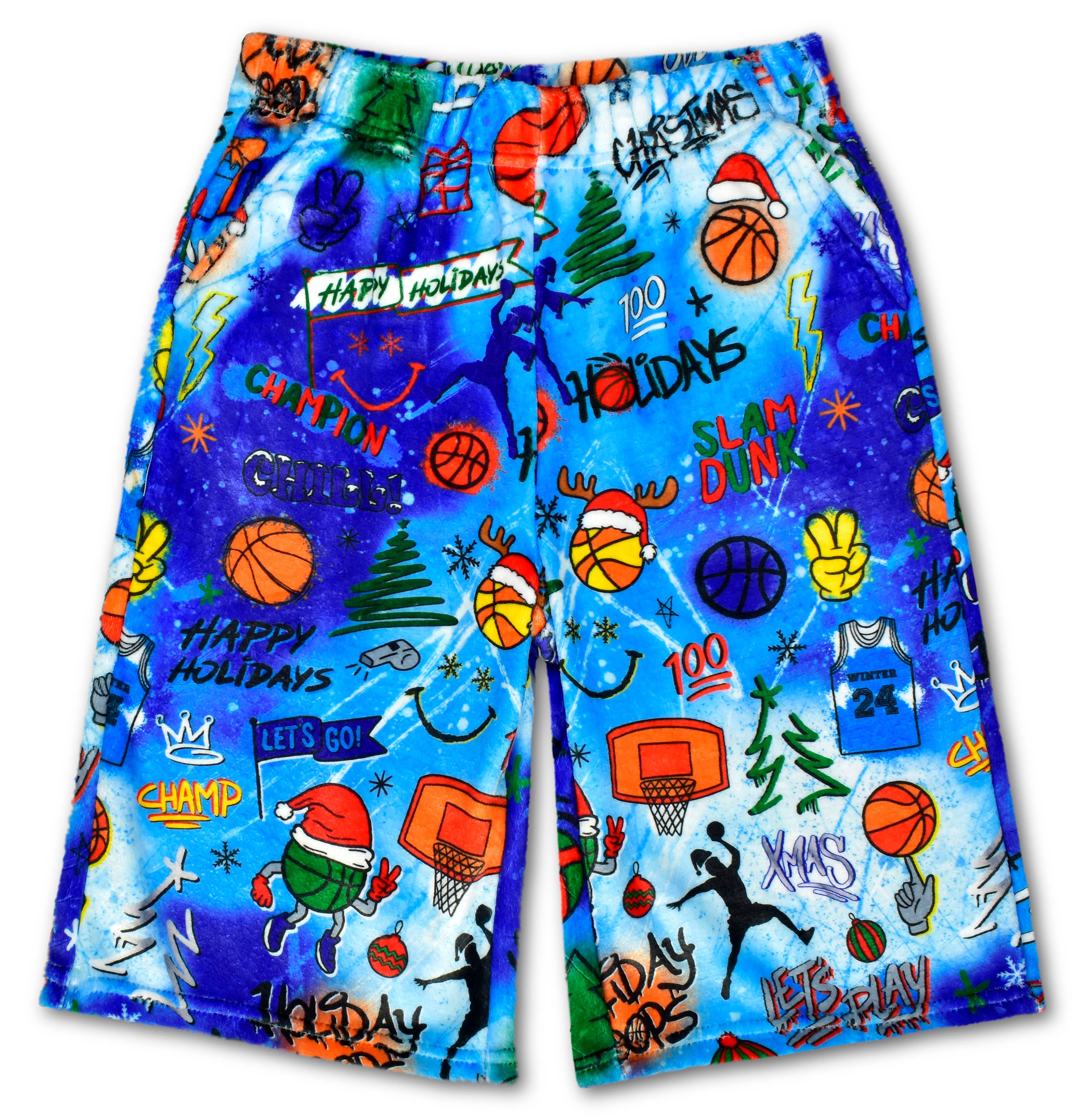 ISCRM | SIZE 10-12 COREY PAIGE HOLIDAY HOOPS PLUSH BOARD SHORTS