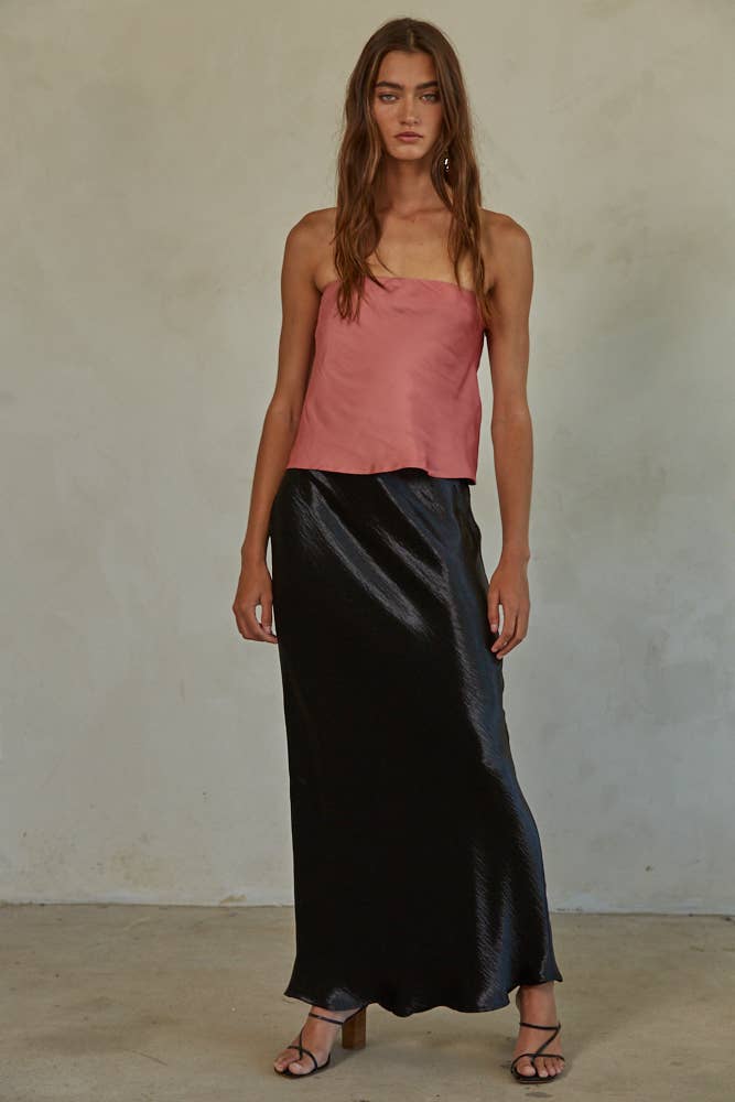 BT | TEEN | WOMENS | Woven  Satin Tube Strapless Top
