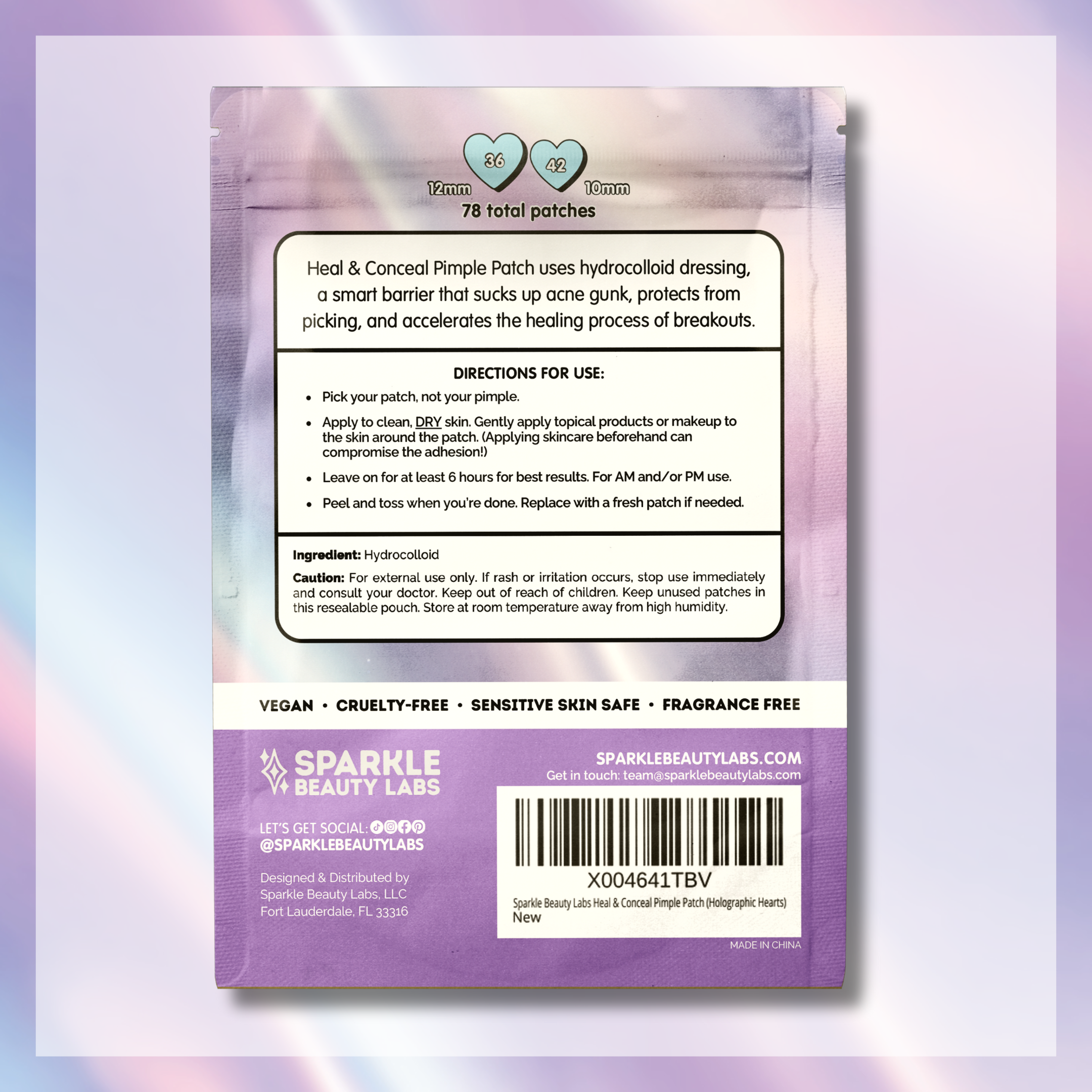 SBL | Heal & Conceal Pimple Patch 💜 Holographic Hearts (78 count)