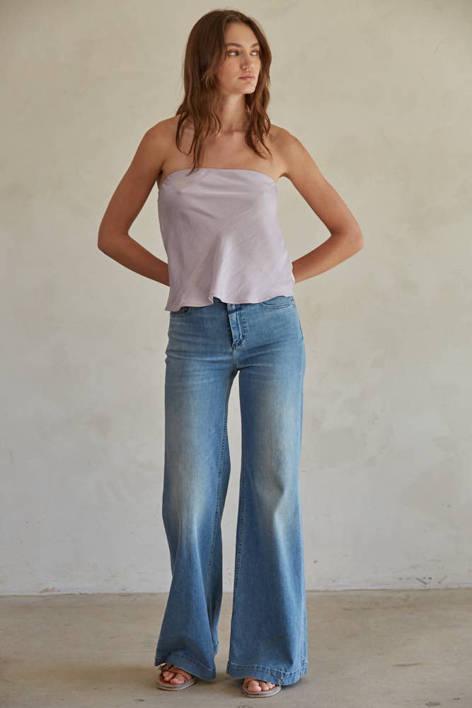 BT | TEEN | WOMENS | Woven  Satin Tube Strapless Top